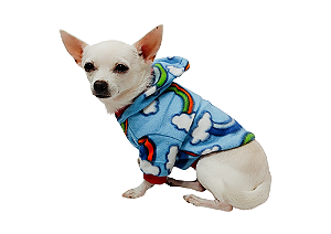 Roupa para Cachorro Cães Inverno Blusão Soft  Capuz Arco Iris