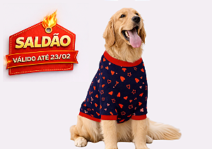Roupa Suéter para Cachorro Plush Coração Vermelho Azul Marinho - Saldão