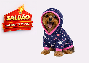 Roupa para Cachorro Cães Inverno Blusão Soft Capuz Estrela - Saldão