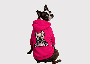 Blusão Moletom com Capuz para Cachorro Bulldogue Rosa