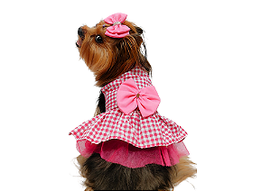 Vestido para Cachorro Xadrezinho Gaby Moda Pet
