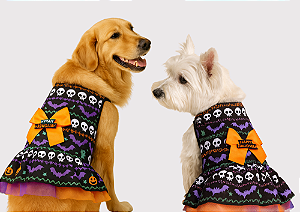 VESTIDO PARA CACHORRO PET HALLOWEEN + BRINDE LACINHO PENTEADO