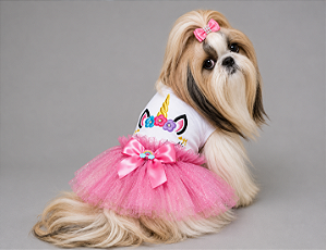 Fantasia Vestido para Cachorro Unicórnio Gaby Moda Pet