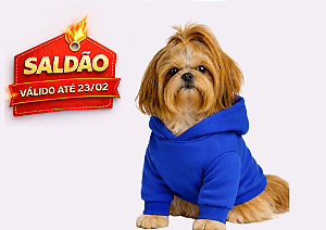 Blusão Moletom com Capuz para Cachorro Azul Liso Saldão
