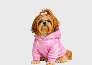 Blusão Moletom com Capuz para Cachorro Rosa Liso