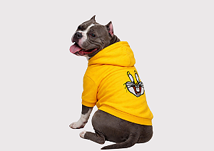 Blusão Moletom com Capuz para Cachorro American Bully Personagem Amarelo Gaby Moda Pet
