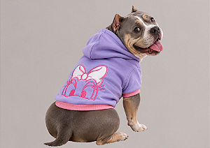 Blusão para Cachorro Moletom com Capuz Personagem Lilas Gaby Moda Pet