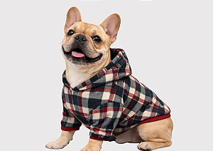 Blusão Soft com Capuz para Cães Xadrez Verde Gaby Moda Pet