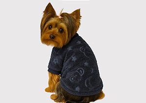 Suéter Pet Pijama Fleece Azul Marinho 3D Saldão