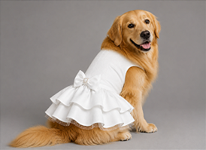Vestido Pet Personalizada Daminha Noiva Gaby Moda Pet - Golden Retrivier