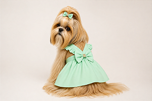 Vestido Pet Alfaiataria Colors Candy Verde para Cachorro Gaby Moda Pet + Brinde lacinho