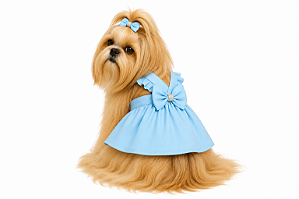 Vestido Pet Alfaiataria Colors Candy Azul para Cachorro Gaby Moda Pet + Brinde lacinho
