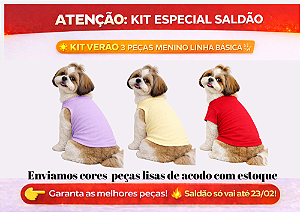 KIT 3 PEÇAS ROUPAS PET LINHA BÁSICA LISA MENINA SALDÃO