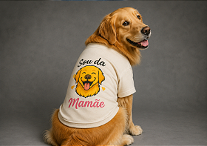 CAMISETA PET VERÃO SOU DA MAMÃE BRANCA GOLDEN RETRIVIER