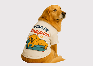 CAMISETA PET VERÃO PREGUIÇA BRANCA GOLDEN RETRIVIER