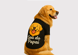 CAMISETA PET VERÃO SOU DO PAPAI PRETA GOLDEN RETRIVIER