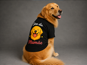CAMISETA PET VERÃO SOU DA MAMÃE PRETA GOLDEN RETRIVIER