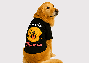 CAMISETA PET VERÃO SOU DA MAMÃE PRETA GOLDEN RETRIVIER