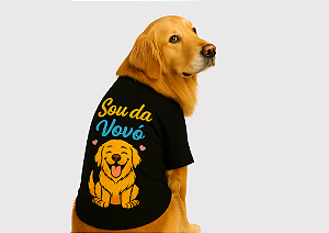 CAMISETA PET VERÃO SOU DA VOVÓ PRETA GOLDEN RETRIVIER