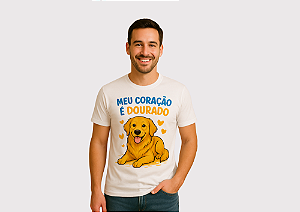 CAMISETA COLEÇÃO MÃE DE PET MEU CORAÇÃO É DOURADO MASCULINA