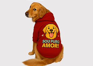MOLETOM  PET GOLDEN SOU PURO AMOR VERMELHO GOLDEN RETRIVIER