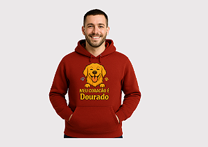 MOLETOM VERMELHO COLEÇÃO PAI  DE PET MEU CORAÇÃO É DOURADO MASCULINO