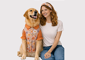 Camisa Pet Alfaiataria Estampa Floral Premium Gaby Moda Pet Golden Retrivier