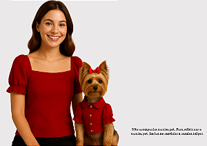 Camisa Tal Mãe Natal Vermelha Gaby Moda Pet