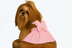 Vestido Pet Alfaiataria Colors Candy Rosa Bebê para Cachorro Gaby Moda Pet