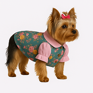 Camisa Pet Alfaiataria Floral Premium Gaby Moda Pet