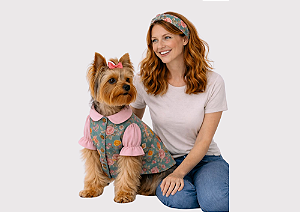 Camisa Pet Alfaiataria Floral Premium Gaby Moda Pet