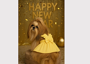 Vestido Pet Alfaiataria Colors Ano Novo Candy Amarelo para Cachorro Gaby Moda Pet