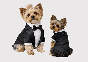ROUPA TERNO PET PERSONALIZADA FESTA CASAMENTO PRETO MACHO