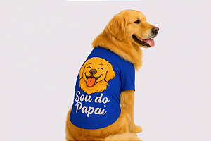 CAMISETA PET VERÃO SOU DO PAPAI AZUL ROYAL GOLDEN RETRIVIER