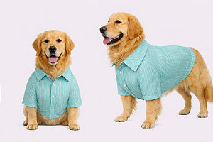 Camisa Pet Alfaiataria Listra Verde Premium Gaby Moda Pet Golden Retrivier