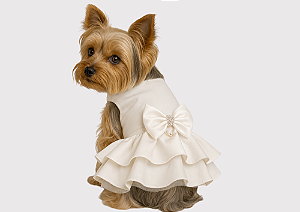 Vestido Pet Personalizada Daminha Off White Noiva Gaby Moda Pet