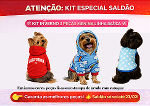 KIT 3 PEÇAS ROUPAS PET LINHA BÁSICA INVERNO MENINO SALDÃO