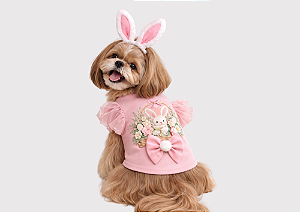 CAMISETA PET PÁSCOA ROSA GABY MODA PET