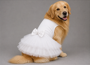 Vestido Pet Personalizada Daminha Noiva Boutique Gaby Moda Pet - Golden Retrivier