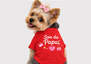 CAMISETA PET VERÃO PERSONALIZADA VERMELHA SOU DO PAPAI