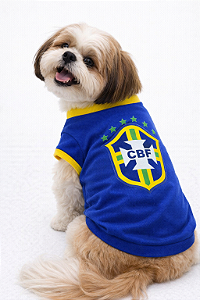 Camiseta para Cachorro Brasil | Roupa Pet Azul Estampa Brasil Confortável