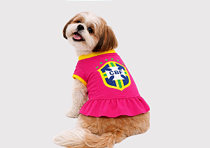 Vestido para Cachorro Brasil Rosa Pink | Roupa Pet Estilosa e Confortável