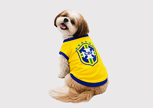 Camiseta para Cachorro Brasil | Roupa Pet Amarela Estampa Brasil Confortável Premium