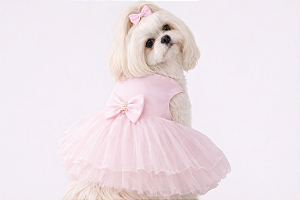 Vestido Pet Festa Luxo Boutique Rosa Bebê Gaby Moda Pet