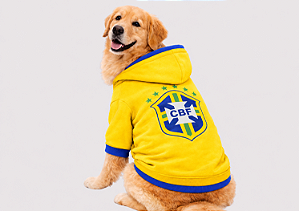 Roupa Moletom Amarelo para Cães Copa Brasil Gaby Moda Pet