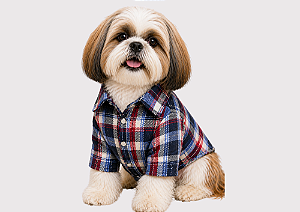Roupa Camisa Pet Porte Pequeno Xadrez Manga Longa Gaby Moda Pet
