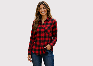 Camisa Xadrez Feminina VermelhaTal Mãe Gaby Moda Pet