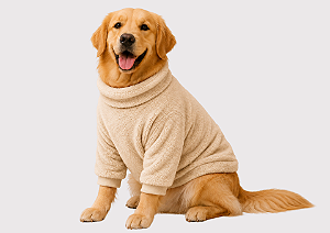 Roupa Fleece Bege Premium para Cães de Grande Porte Golden Retrivier