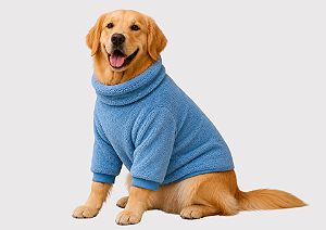 Roupa Fleece Azul Premium para Cães de Grande Porte Golden Retrivier