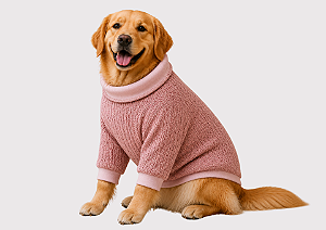 Roupa Suéter Tricô Premium Rose para Cães de Grande Porte Golden Retrivier